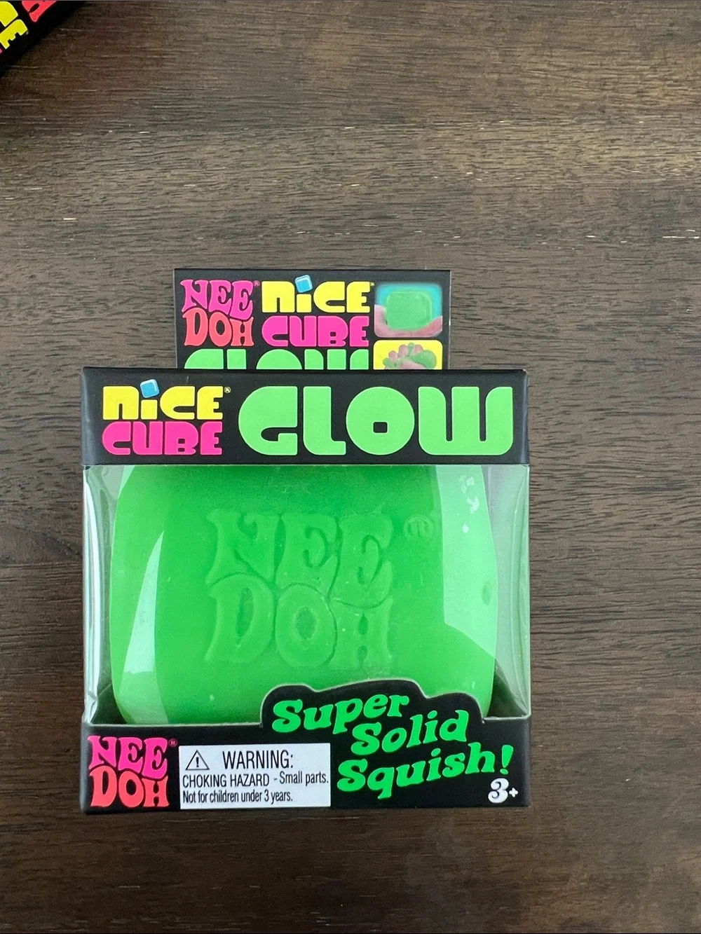 NeeDoh Nice Cube Glow - GREEN, 1 pc-Super Solid Squish Fidget Sensory Toy - NIB
